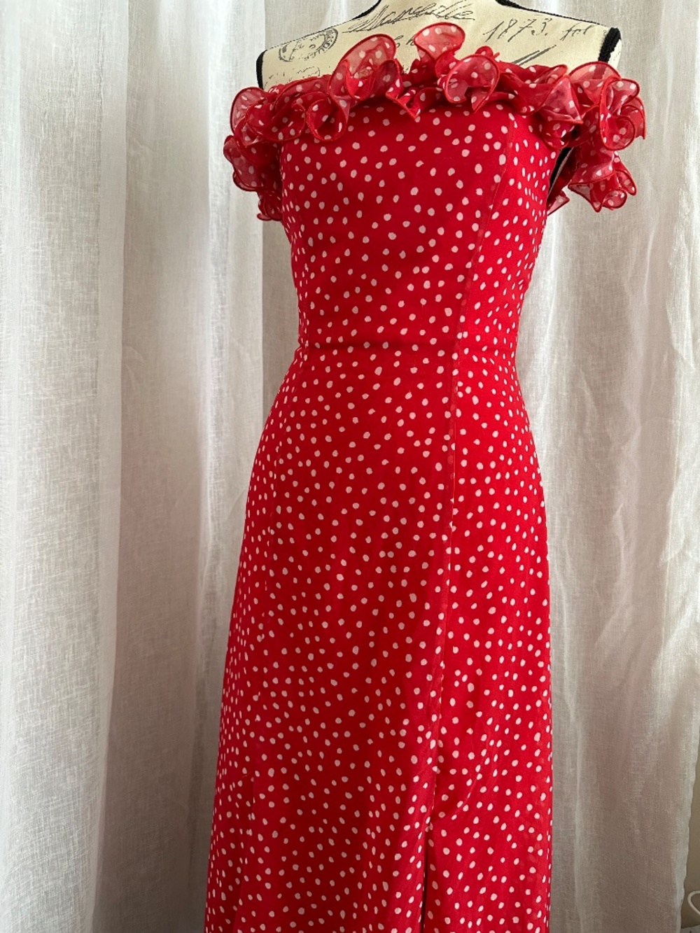 KEEPSAKE the Label Red and White Polka Dot Ruffle Dress size Small - Picture 6 of 11